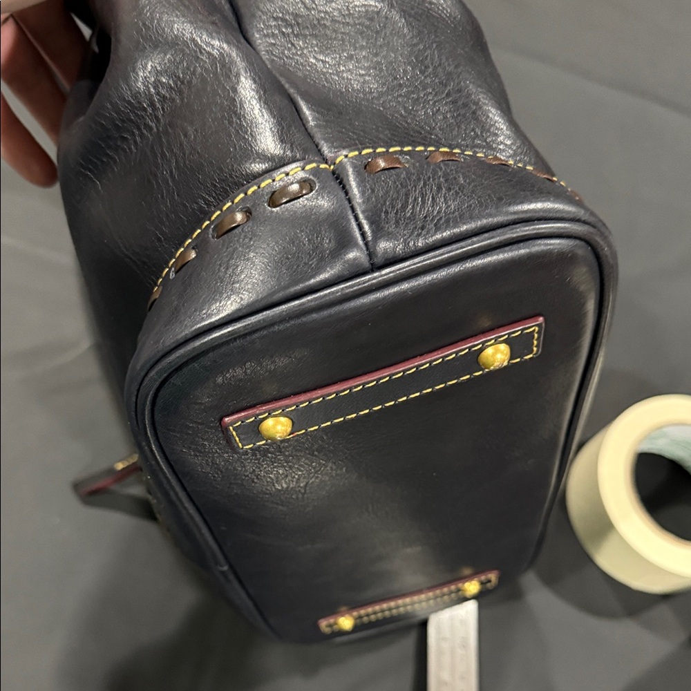 Dooney & Bourke Navy Florentine Leather Flap Satchel - Picture 16 of 17